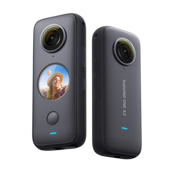 Insta360 One X2 Câmera Desportiva de Bolso, ActionCam 5,7K tela sensível ao toque 360° à prova d'água, A+