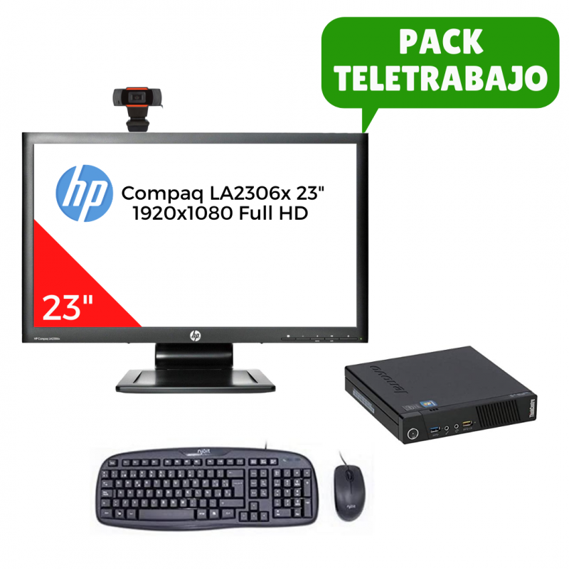 Pack Teletrabalho Lenovo M72e Tiny i5, 8GB RAM, Monitor 23"