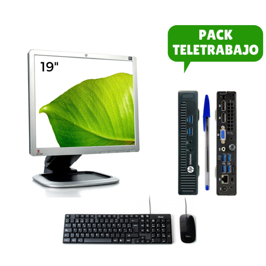 Pack Teletrabalho: Monitor de 19" + Mini PC i5, Teclado e Rato