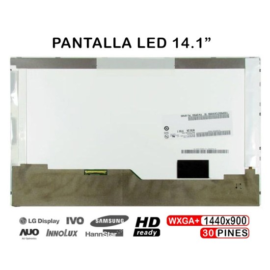 TELA LED DE 14,1" PARA PORTÁTIL B141PW04 LTN141BT09 LP141WP3-TLA1