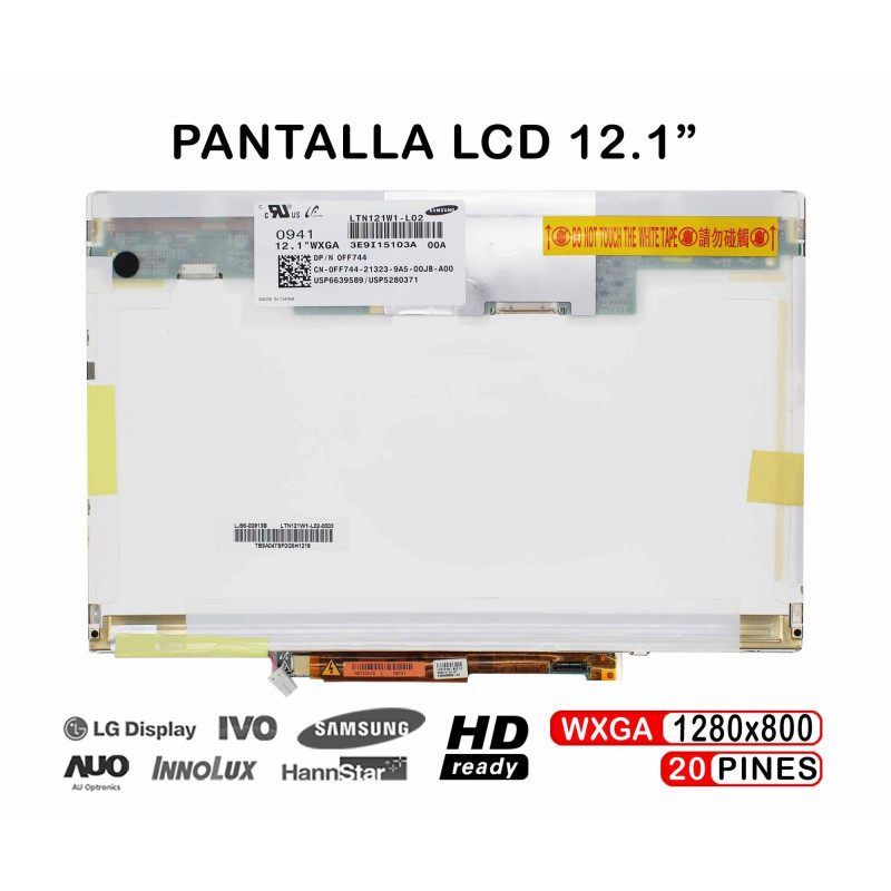 TELA LCD DE 12,1" PARA NOTEBOOK LTN121W1-L02