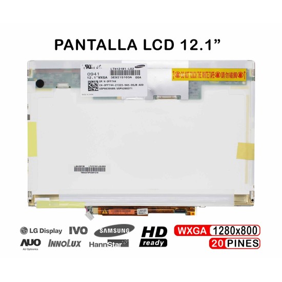 TELA LCD DE 12,1" PARA NOTEBOOK LTN121W1-L02
