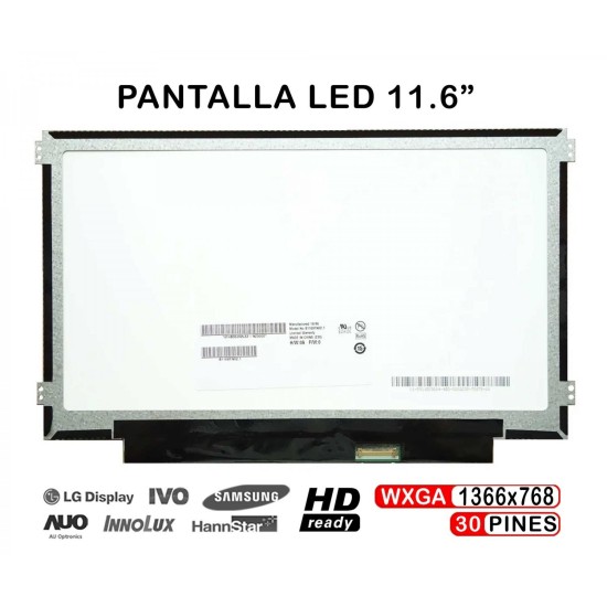 TELA LED DE 11,6" PARA PORTÁTIL B116XTN02.1 N116BGE-EA2 B116XTN01.0