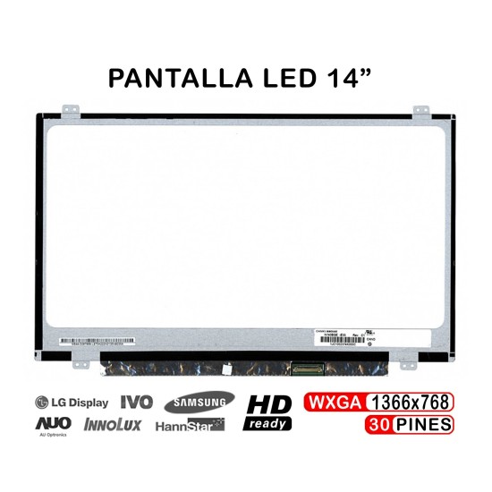 TELA LED DE 14" PARA NOTEBOOK N140BGE-E33 EDP HD LED SLIM DE 30 PINOS