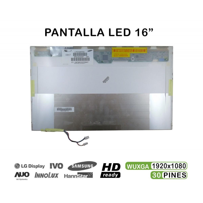 TELA LED DE 16" COM DUPLO CCFL PARA NOTEBOOK LTN160HT03 LTN160HT03-001 LJ96-04432A