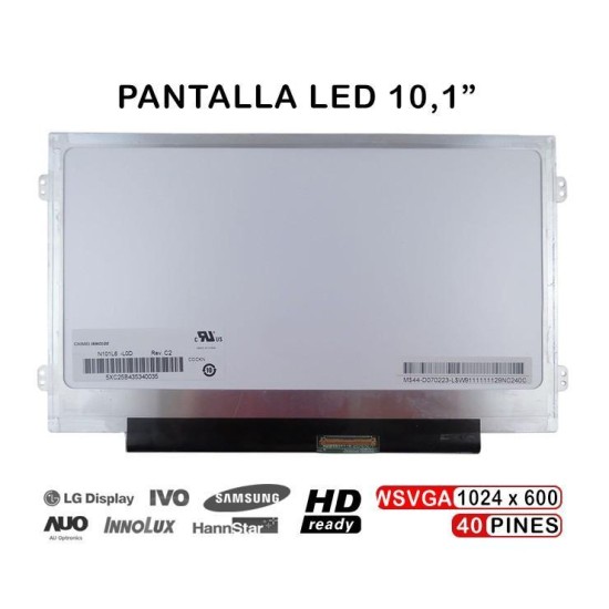 TELA NETBOOK 10,1 POLEGADAS B101AW06 WSVGA N101L6 L0A REV.C2 ULTRAFINA