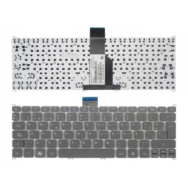 TECLADO PARA ACER ASPIRE S3, S5, V5-121, ONE 756 TRAVELMATE B1 CINZA