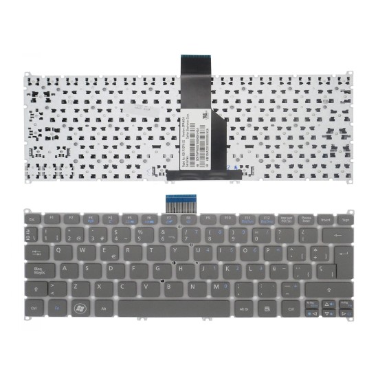 TECLADO PARA ACER ASPIRE S3, S5, V5-121, ONE 756 TRAVELMATE B1 CINZA