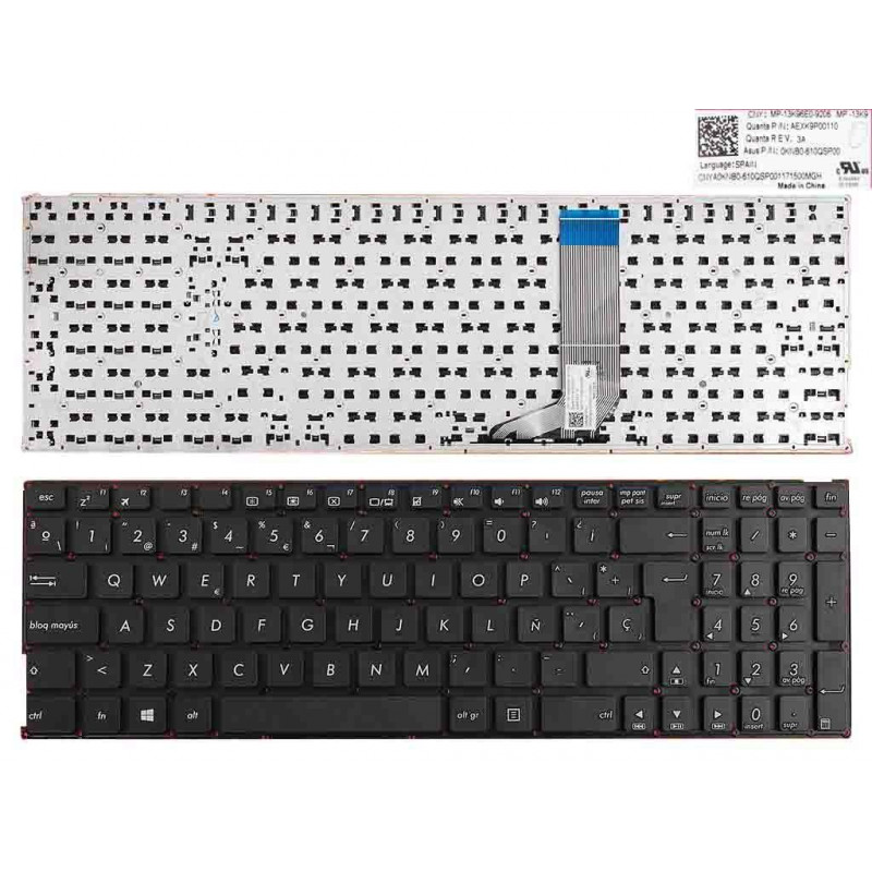 TECLADO PARA PORTÁTIL ASUS A556U A556UA A556UB A556UF A556UJ A556UR A556UV A556 X556 PRETO (SEM MOLDURA, SEM PELÍCULA, WIN8)