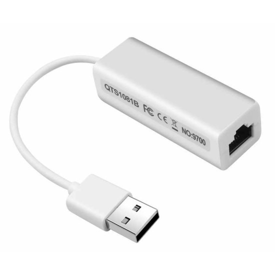 Adaptador USB 2.0 Macho para Rede Ethernet RJ45 Placa de Rede 10/100Mb Conversor