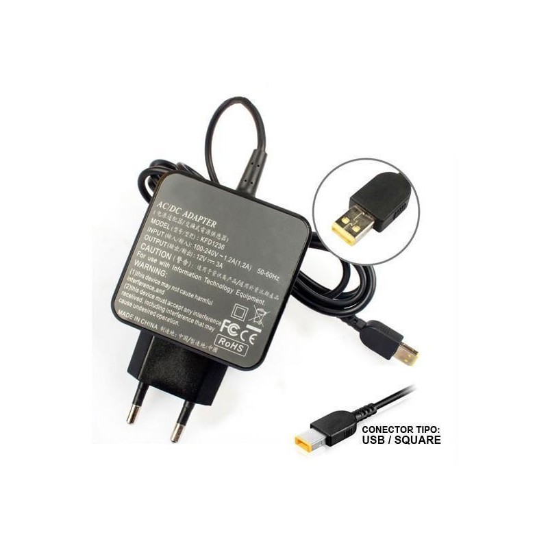 CARREGADOR PARA TABLET LENOVO 12V 3A CONECTOR SQUARE