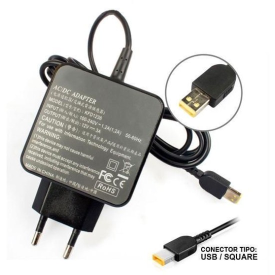 CARREGADOR PARA TABLET LENOVO 12V 3A CONECTOR SQUARE