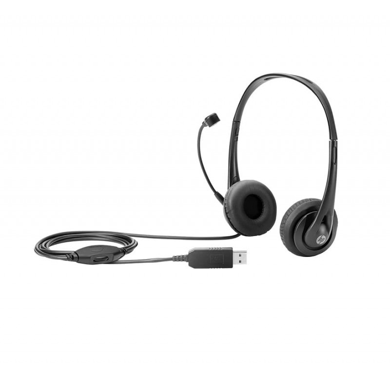 Auriculares de escritório HP T1A67AA USB Headset, Preto, Km0 Caixa Original
