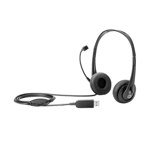 Auriculares de escritório HP T1A67AA USB Headset, Preto, Km0 Caixa Original