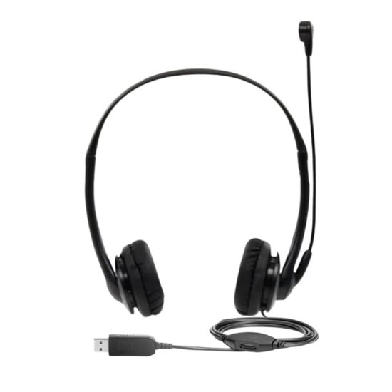 Auriculares de escritório HP T1A67AA USB Headset, Preto, Km0 Caixa Original