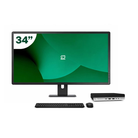 Pack HP 600 G5 Mini i7 9700T + Monitor 34" + Teclado/Rato + WiFi USB