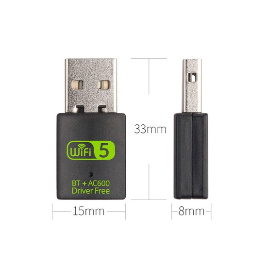 Adaptador USB WiFi AC600 + Bluetooth · Banda Dupla 2.4GHz e 5GHz