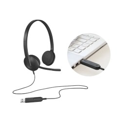 Logitech H340 USB com Microfone Preto · Auscultadores Stereo