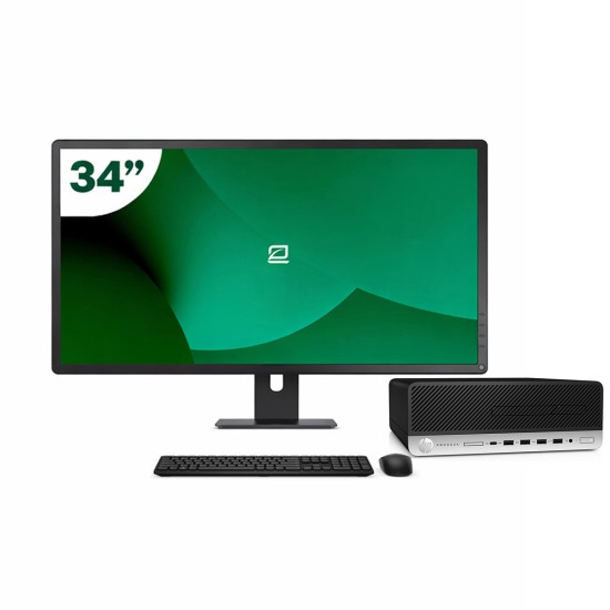 Pack HP 600 G4 SFF i5 8500 + Monitor 34" + Teclado/Rato + WiFi USB