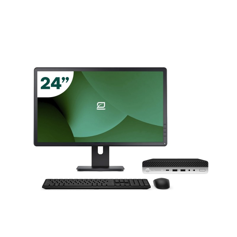 Pack HP 800 G4 Mini i5 8500T + Monitor 24" + Teclado/Rato + WiFi USB