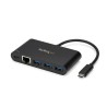 Adaptador Multipuertos StarTech USB Tipo C HUB 3x USB 3.0 1x RJ45 Ethernet e PD, Km0 Caixa Original