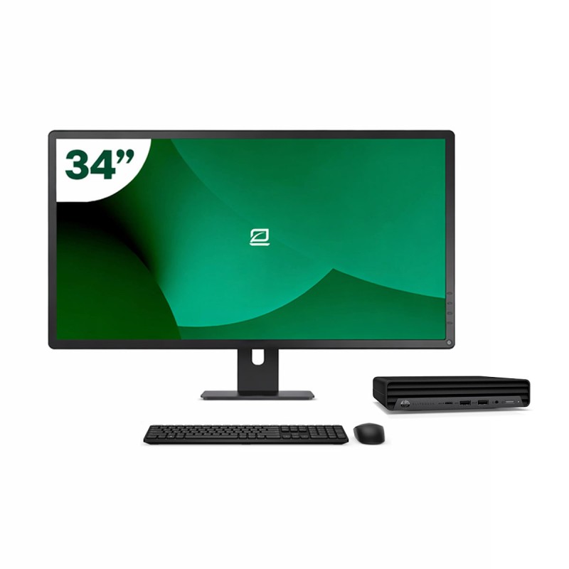 Pack HP 800 G6 Mini i5 10500T + Monitor 34" + Teclado/Rato + WiFi USB