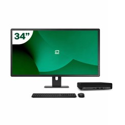 Pack HP 600 G6 Mini i5 10500T 16GB SSD 512GB + LCD 34" + Teclado e Rato Sem Fios + WiFi