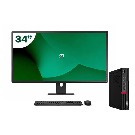 Pack Lenovo M720q Tiny i5 9500T + Monitor 34" + Teclado/Rato + WiFi USB