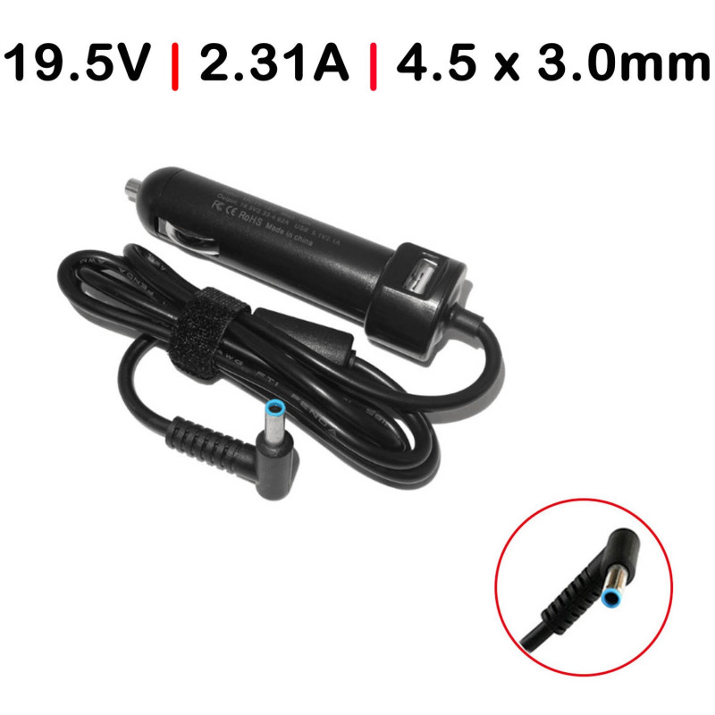 CARREGADOR DE CARRO PARA PORTÁTIL HP SPLIT 19.5V 2.31A 4.5 x 3.0MM 45W