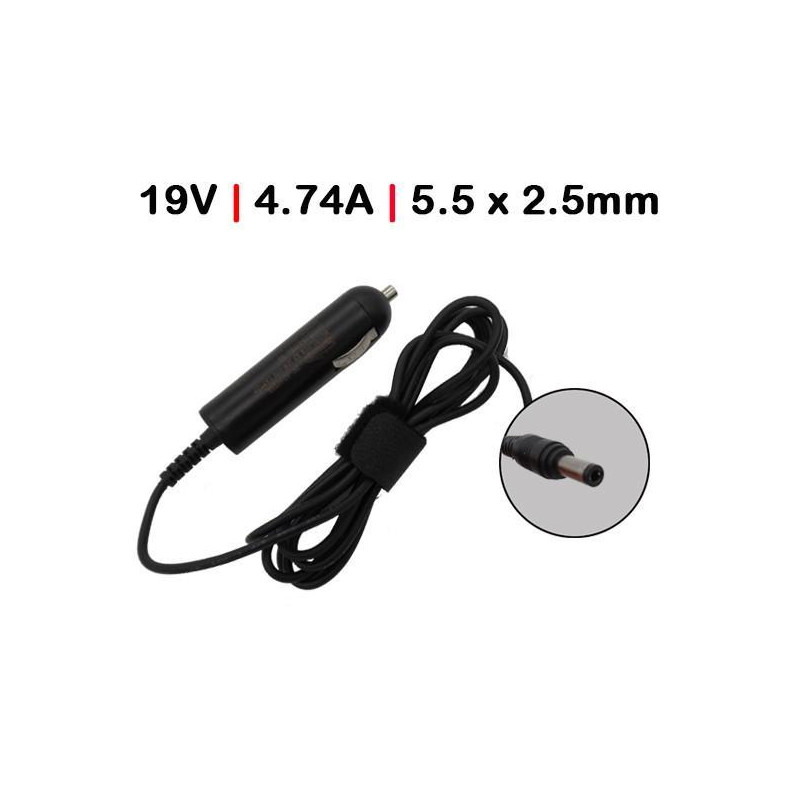 CARREGADOR DE CARRO PARA PORTÁTIL TOSHIBA 19V 4.74A 5.5X2.5 90W