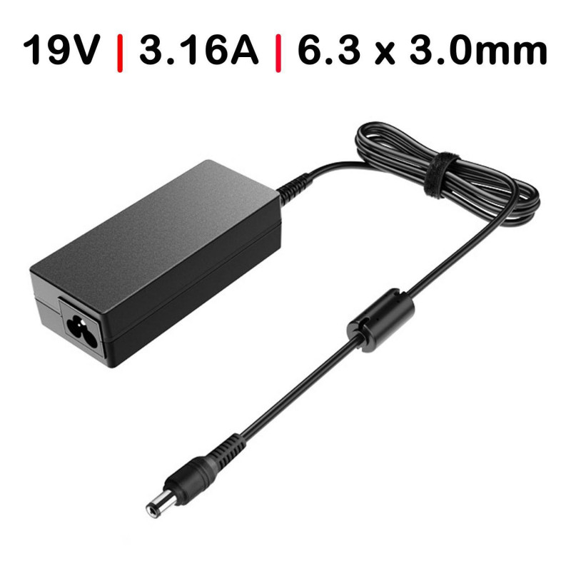 CARREGADOR PARA PORTÁTIL TOSHIBA SATELLITE 1000 1005 1600 1605 19V 3,16A 6,3 X 3,0MM 60W