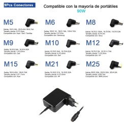 CARREGADOR UNIVERSAL DE PAREDE ULTRACOMPACTO 90W 9 PONTAS
