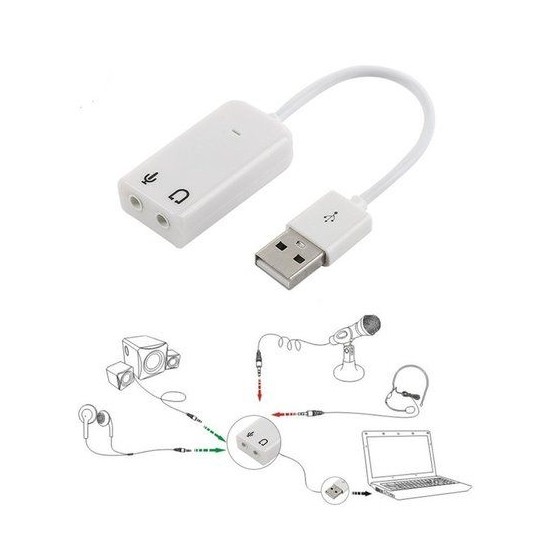 Conector de placa de som USB externo 7.1, adaptador de Áudio de 3,5mm