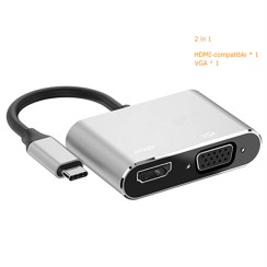 Adaptador conversor tipo C para HDMI e VGA 4K HDMI-Adaptador USB C 3,0 VGA, Novo